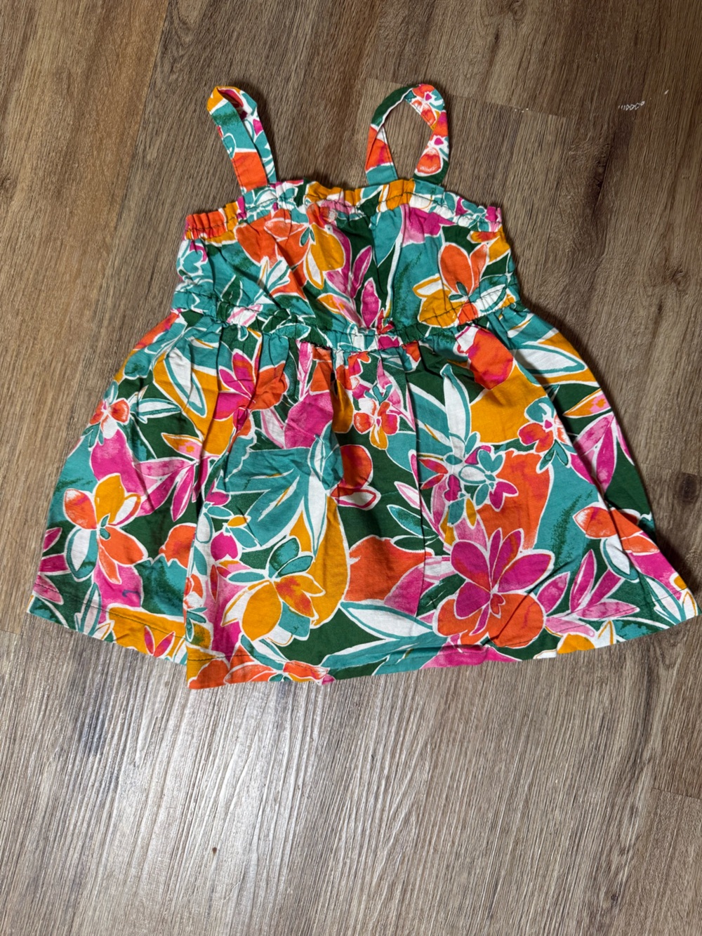 Carter's Green Tropical Floral Sundress with Pink & Orange Flowers